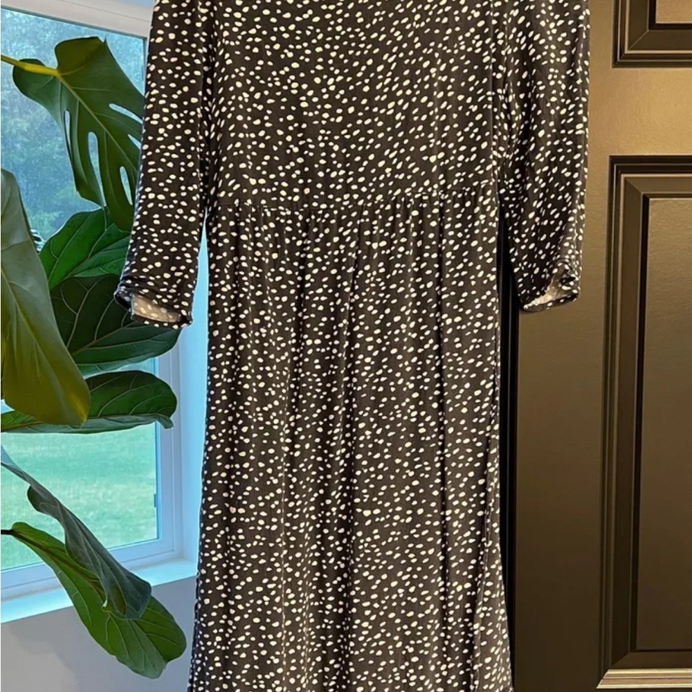 Isabel Maternity Black and White Long Sleeve Dress